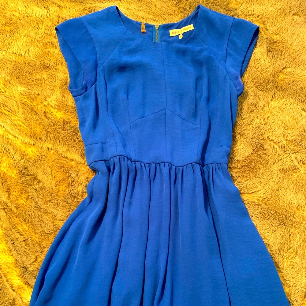 Rebecca Taylor Blue Cap Sleeve Fit & Flare Mini Dress